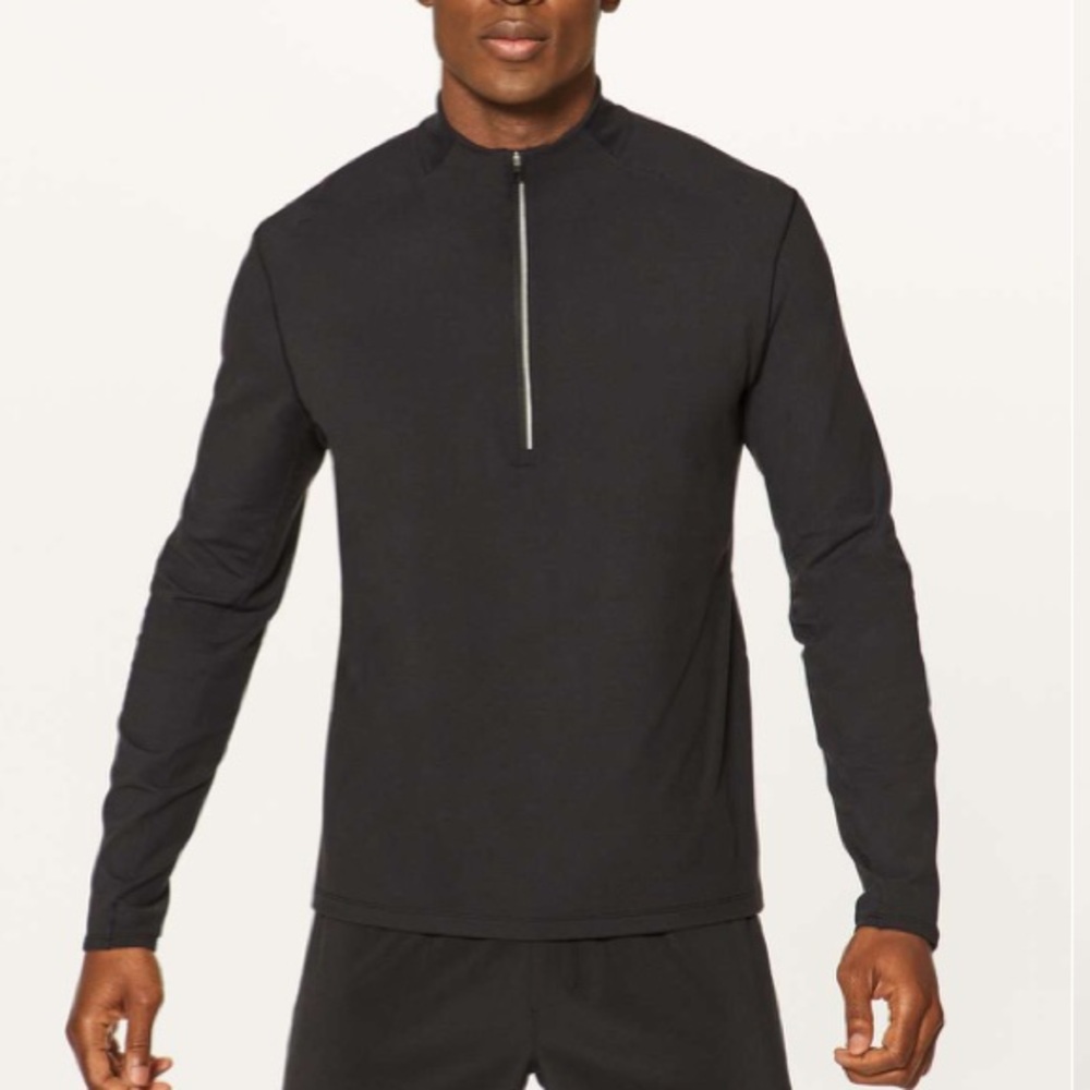 Lululemon Surge Warm 1/2 zip black long sleeve athletic tee size Large